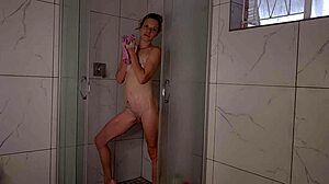Amateur Milf Cums Hard Masturbating in Wet Shower