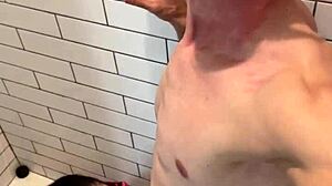 Hey, dickflash leads to cum on face in bathroom adventure