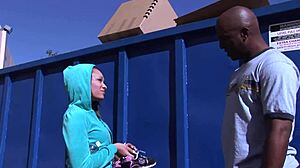 Blonde in lingerie sucks huge cock, gets anal creampie and gaping asshole, then facial cumshot