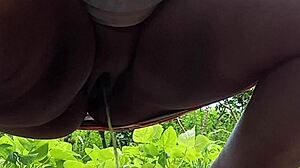 Married woman peeing on the street!