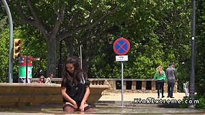 Spanish Hottie Bound and Gangbanged Outdoors