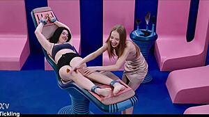 Cute brunette brill angel tied up for feather tickling
