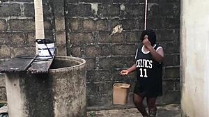 My boyfriend loves fucking me by the well!