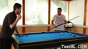 sweet darling appreciates chaps shaft with juicy blowjob!