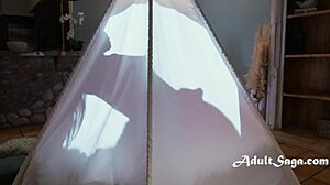 Busty Ebony Teen Rides Stepdad In Tent While Stepmom Naps