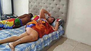 Sharing bed with my stepdad's old man turns into wild sex. I hope I don't get pregnant from him.