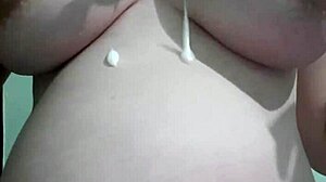 Pregnant blonde in lingerie gets massage