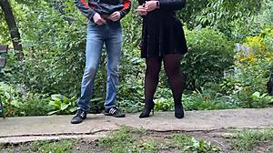 hinting at secret desires of male perverts, with cougar legs and big asses in public