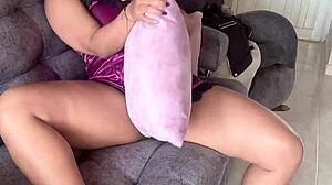 latina caught masturbating in living room