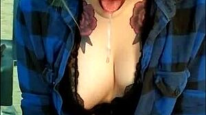 Stunning Tattooed Mistress Edges Friend's Cock in BDSM Session