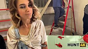 How did this teen use her tight slit for fun during work?