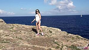 Curvy Girl Talks To Old German Stranger For Risky Beach Fuck