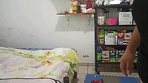 Sexy Mexican Stepmom Cleans Bedroom in Thong While Recording for Stepson
