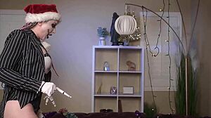 Christmas lesbian anal play with wild toys