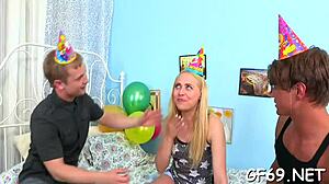 Delightsome Darling Shares Twat With Two Horny Guys