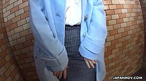 Hey, watch Haruka Miura finger and toy her trimmed pussy!