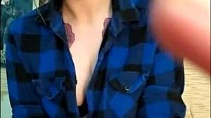 Stunning Tattooed Mistress Edges Friend's Cock in BDSM Session