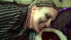 Christmas lesbian anal play with wild toys