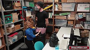 shoplifter guy passionately bangs blonde's tight pussy with big cock