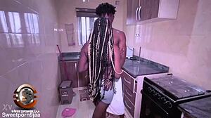 Olivia Moans Loudly on Big Cock in Kitchen