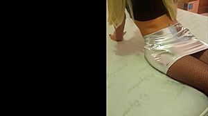 Total silver and fishnet pantyhose