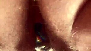 up close hairy pussy glass dildo masturbation solo