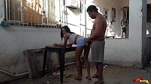 Fucking In The Backyard With The Babysitter - Rough Anal Teen Action!