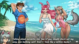 Provocative hentai quest with American brunette MILF in anal POV