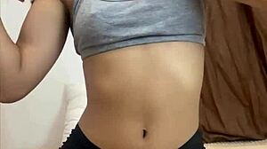 Incredible petite teen masturbates her horny pussy in homemade solo session