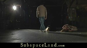 Sweet damsels treated in live BDSM with whipping