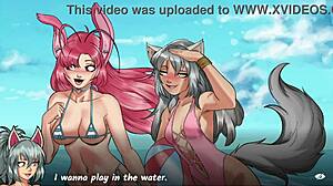 Provocative hentai quest with American brunette MILF in anal POV