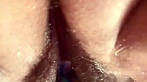 up close hairy pussy glass dildo masturbation solo
