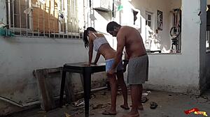 Fucking In The Backyard With The Babysitter - Rough Anal Teen Action!