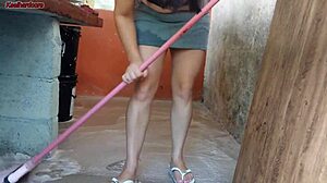 my wife left and the hot short maid took my cock inside her at home