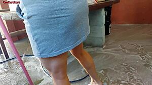 my wife left and the hot short maid took my cock inside her at home