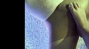 wife makes husband wear wet pantyhose for kinky footjob fetish