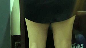 I grab my wet stepmother in lingerie while she cleans, slapping her big tits.