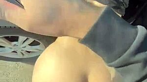 He puts all the cum on her face after he fucks her in her round ass