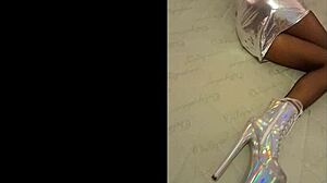 Total silver and fishnet pantyhose