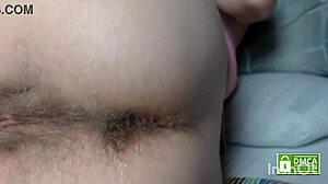 Hairy toy penetrates hairy ass with silent farting