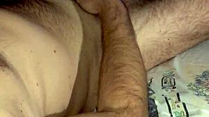 mature handjob on big cock leads to cum swapping at night