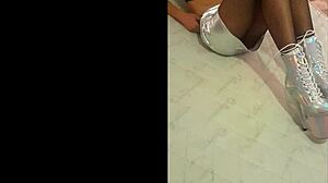 Total silver and fishnet pantyhose