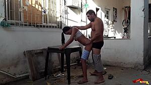 Fucking In The Backyard With The Babysitter - Rough Anal Teen Action!