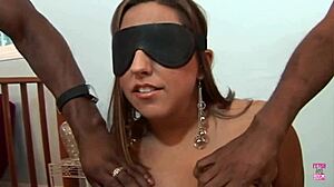 Brunette in Stockings and Heels Double Penetrated by Black Guys