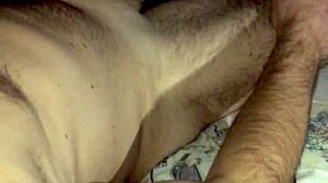 mature handjob on big cock leads to cum swapping at night