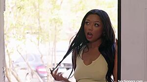 An Asian teen 18+ desires to give her virginity to her best friend's stepdad, leading to an intense encounter with his monster cock.