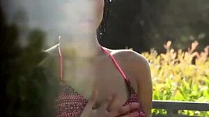 perfect ebony teen exposes black ass in lingerie