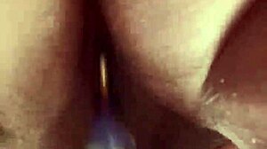 up close hairy pussy glass dildo masturbation solo