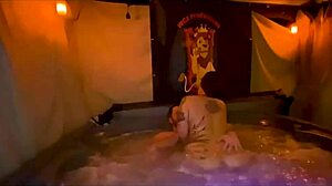 Santana Red's quick creampie in a steamy hot tub session with WCA Productions