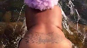 hazelnutxxx shakes her big ebony ass wildly in the outdoors